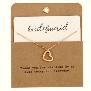 💖 Mud Pie Bridesmaid Gift Brushed Gold Heart Charm Necklace 💖